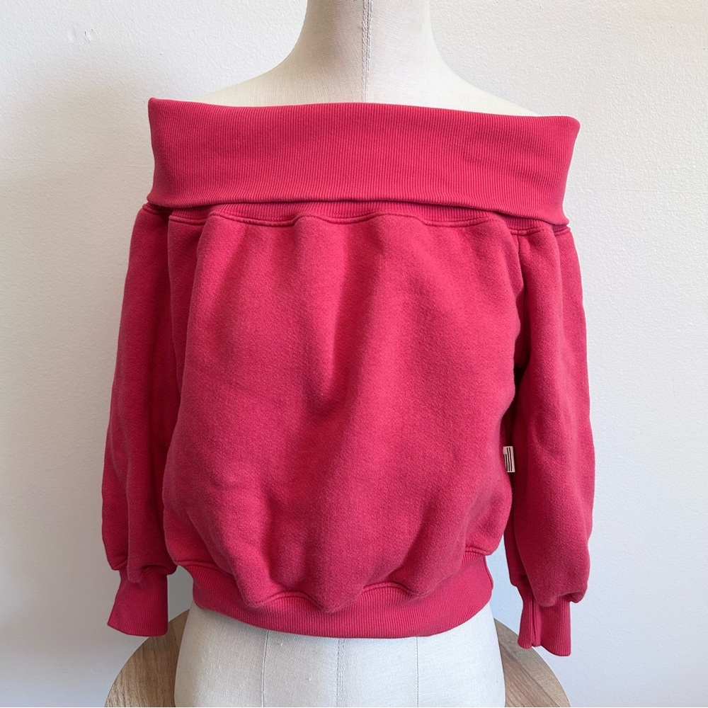 Good American Off The Shoulder Red Sweater Size Small